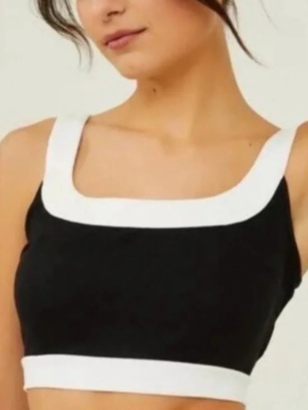 Lulus Black White Color Block Crop Top Size M